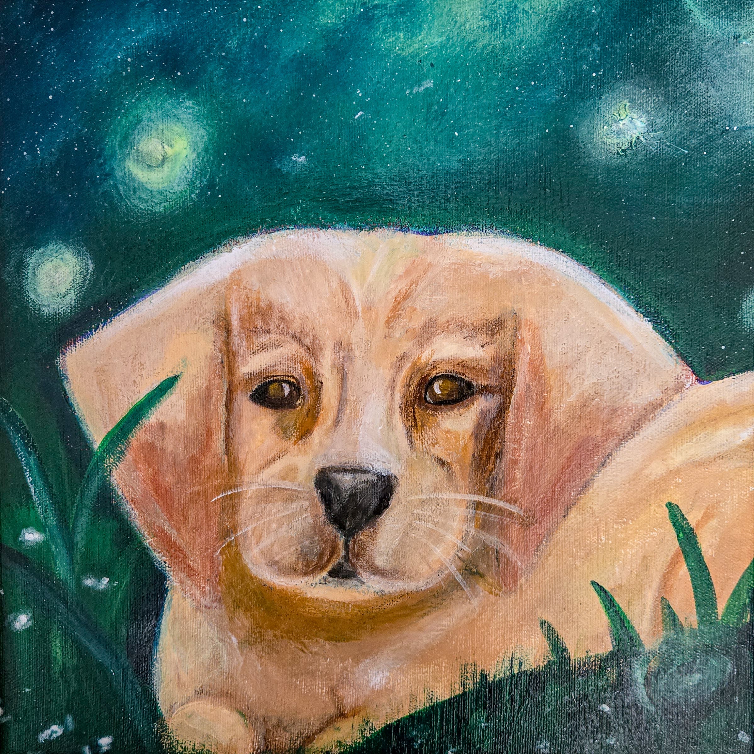 Original Painting - "Summertime Pup" 12 x 12