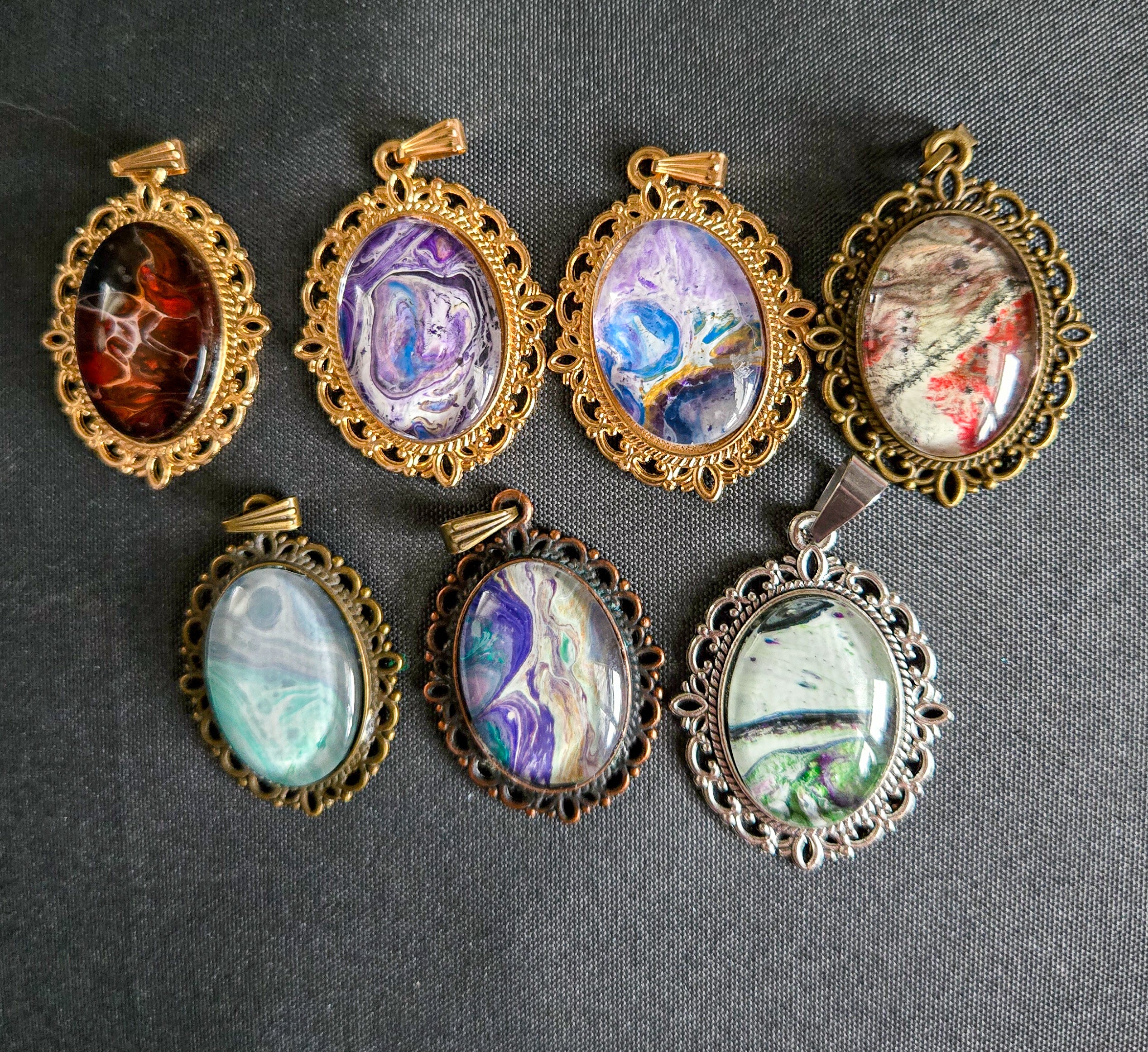 7 Deadly Sin Acrylic Pour Necklaces