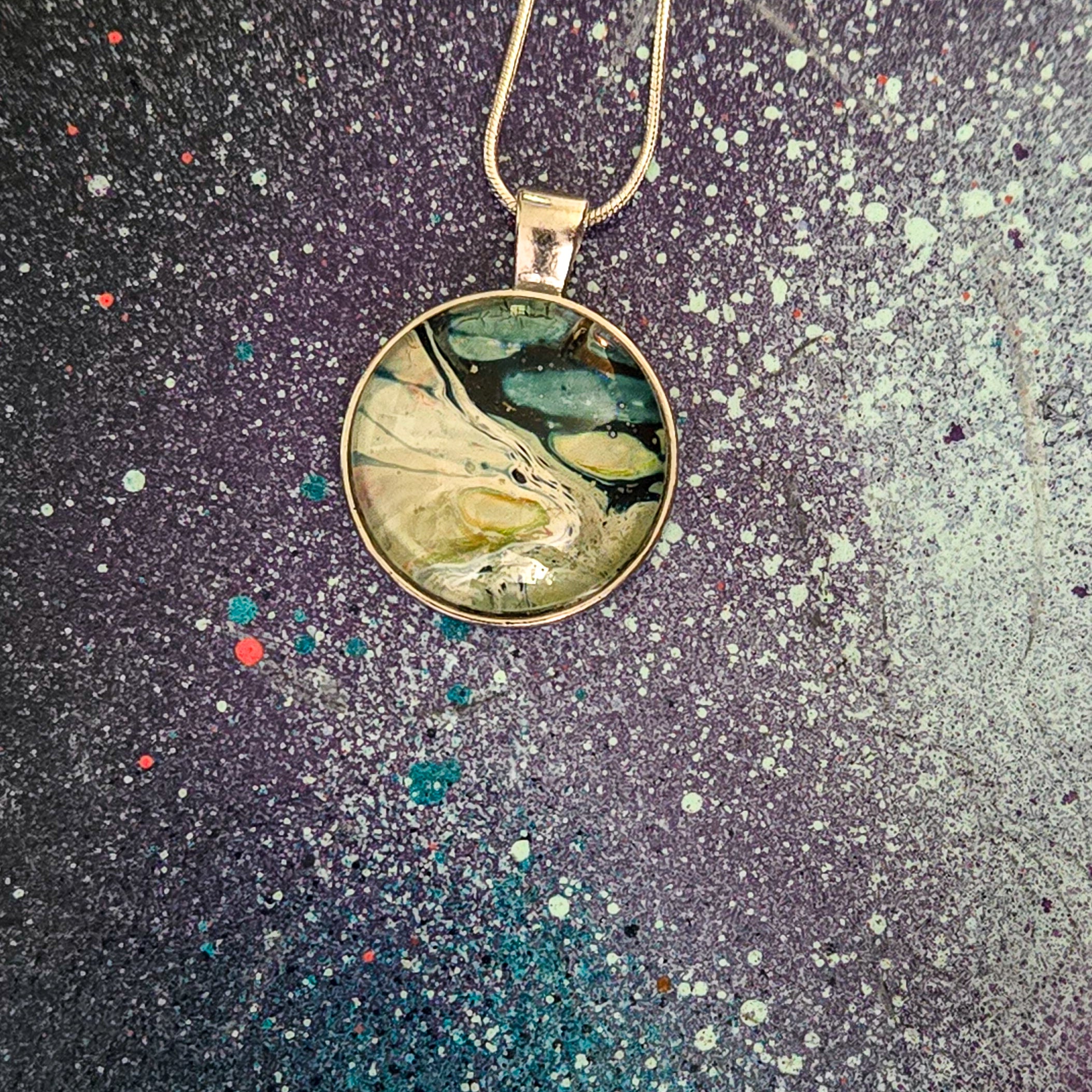 Artists Picks Acrylic Pour Necklaces