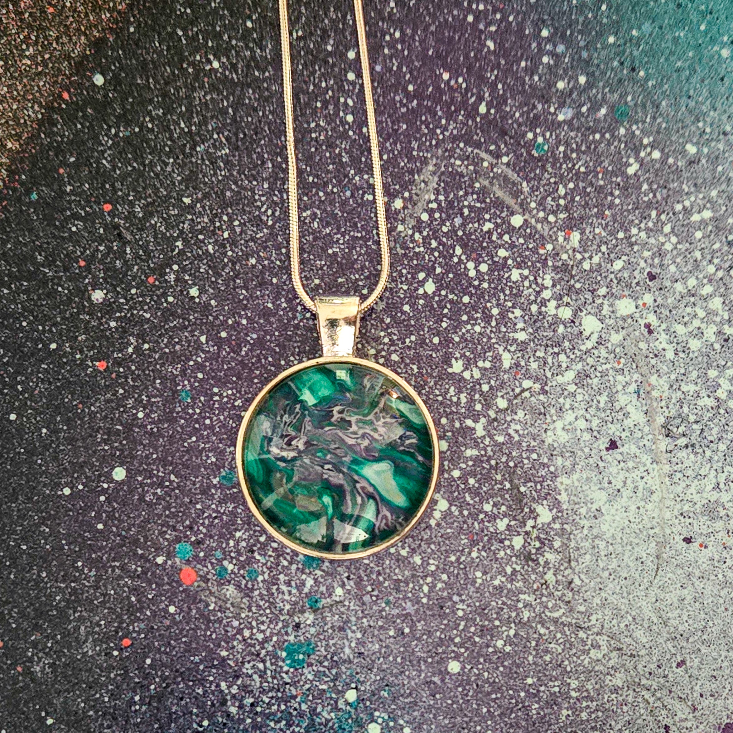 Artists Picks Acrylic Pour Necklaces