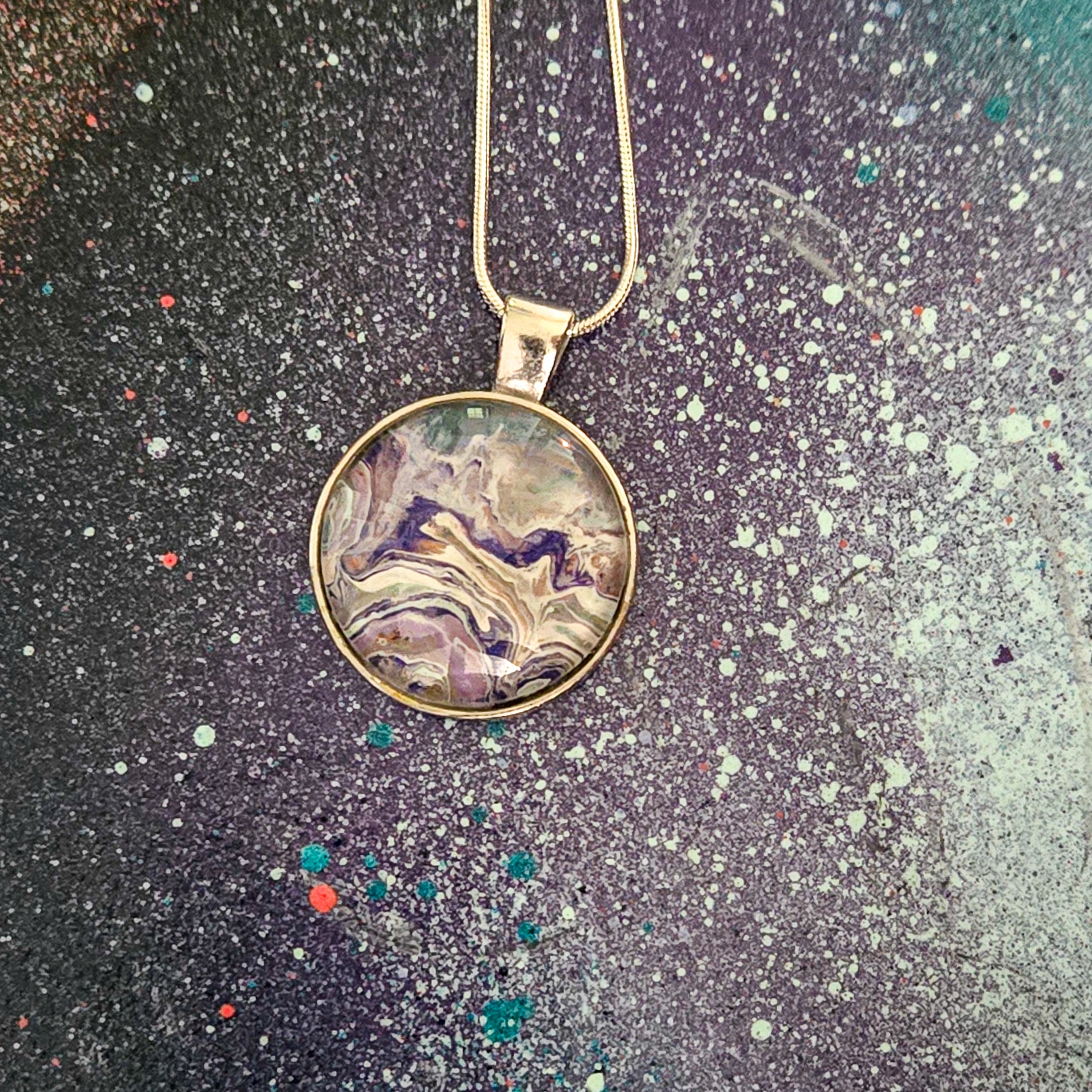 Artists Picks Acrylic Pour Necklaces