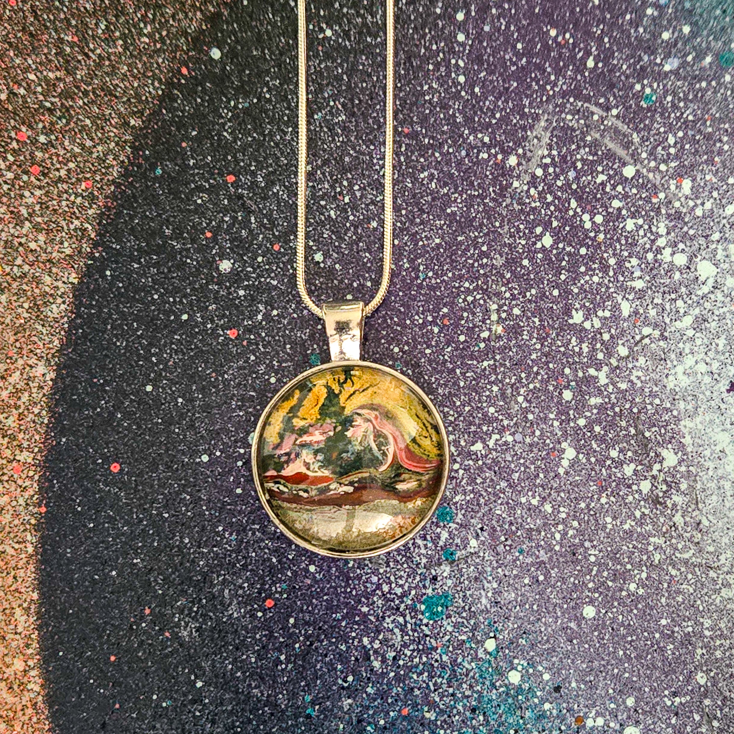 Artists Picks Acrylic Pour Necklaces