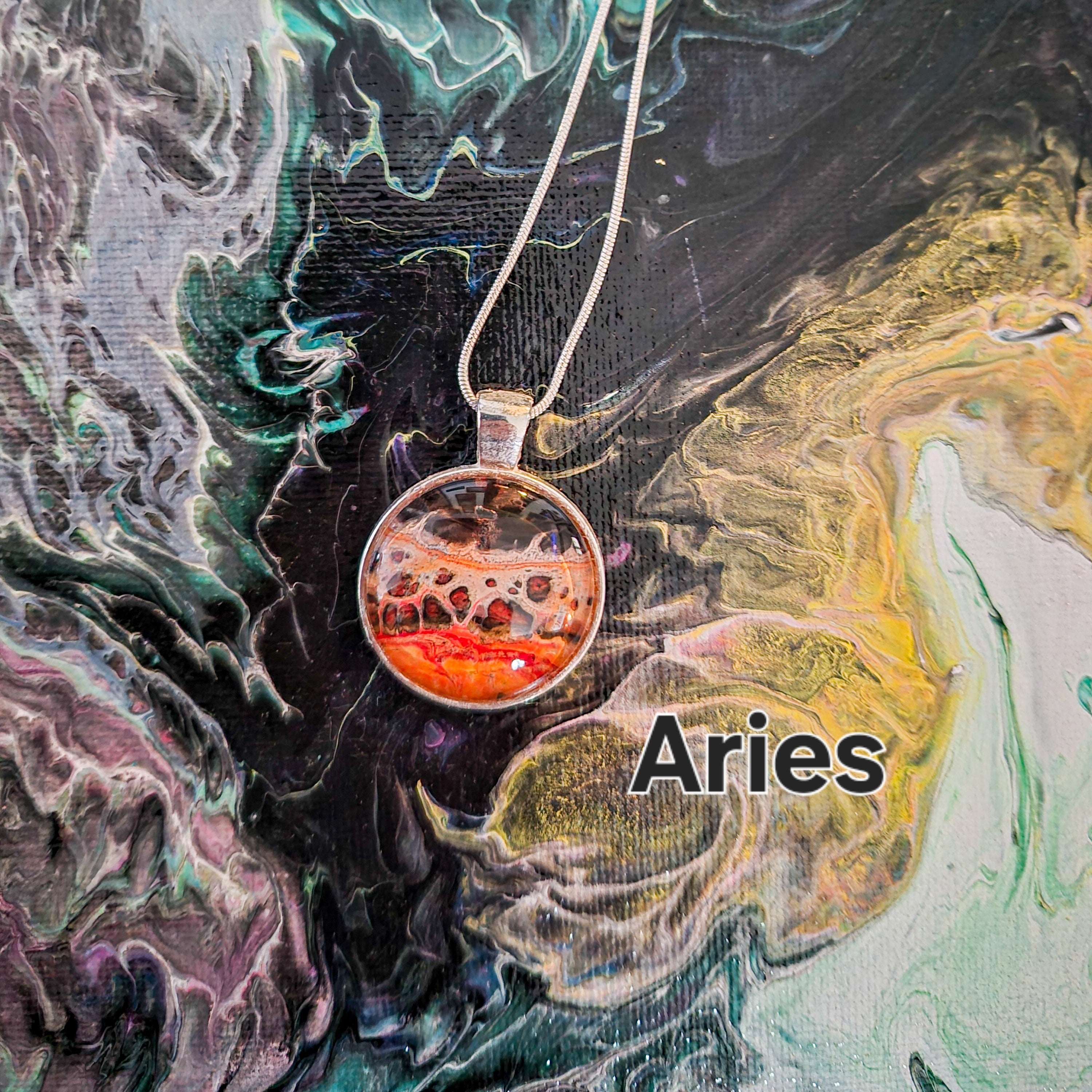 Acrylic Pour Necklaces Horoscope collection