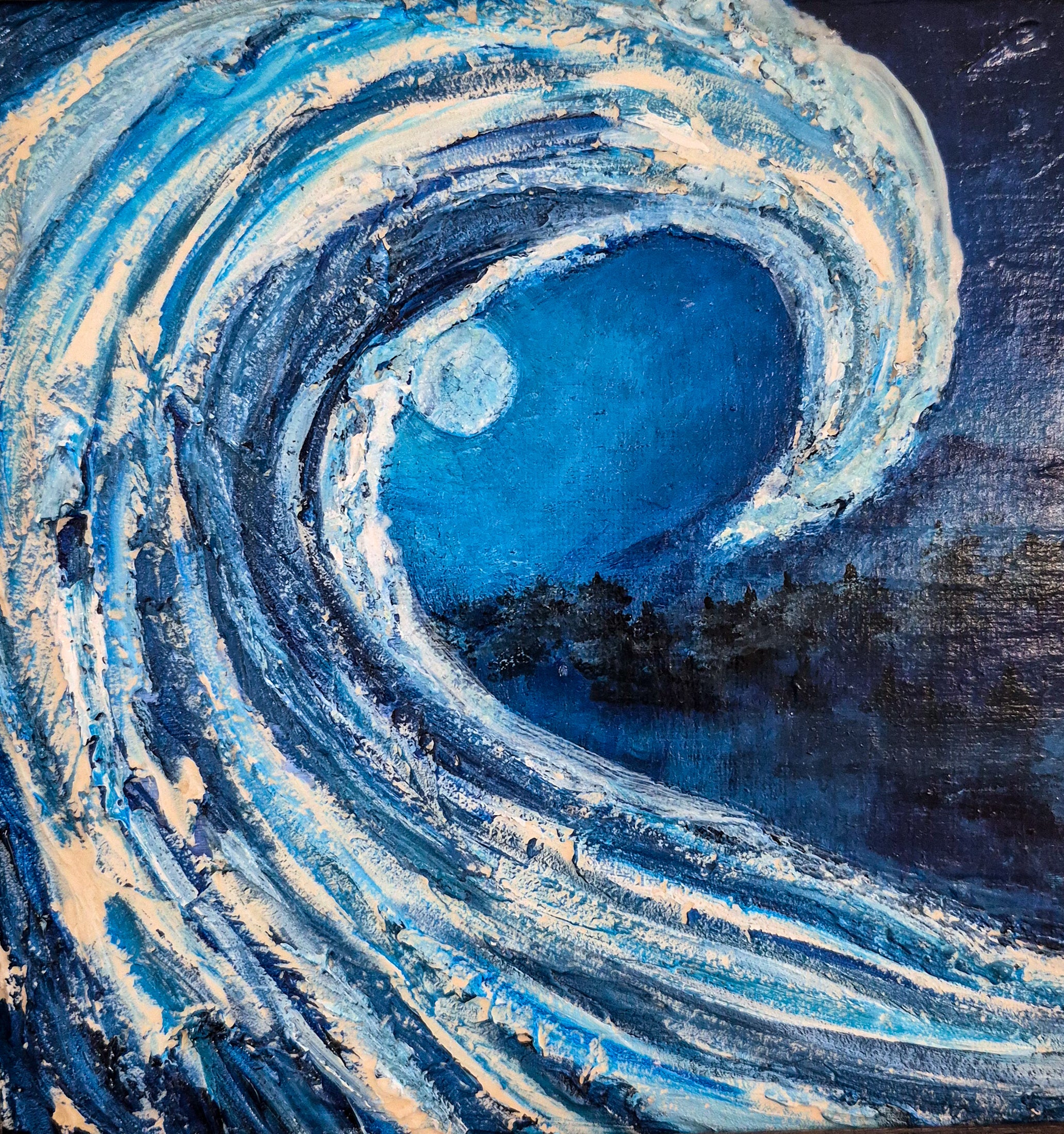 Moonlit Wave 8 x 8 framed