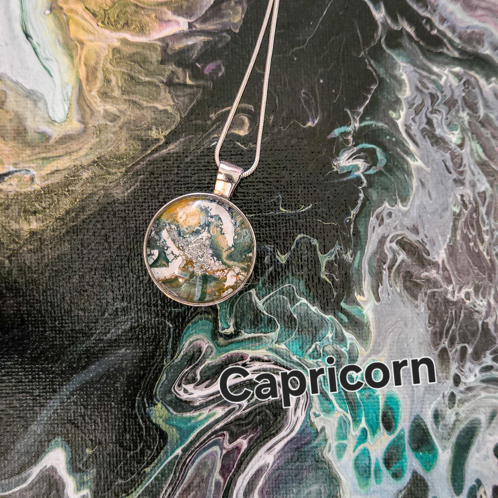 Acrylic Pour Necklaces Horoscope collection