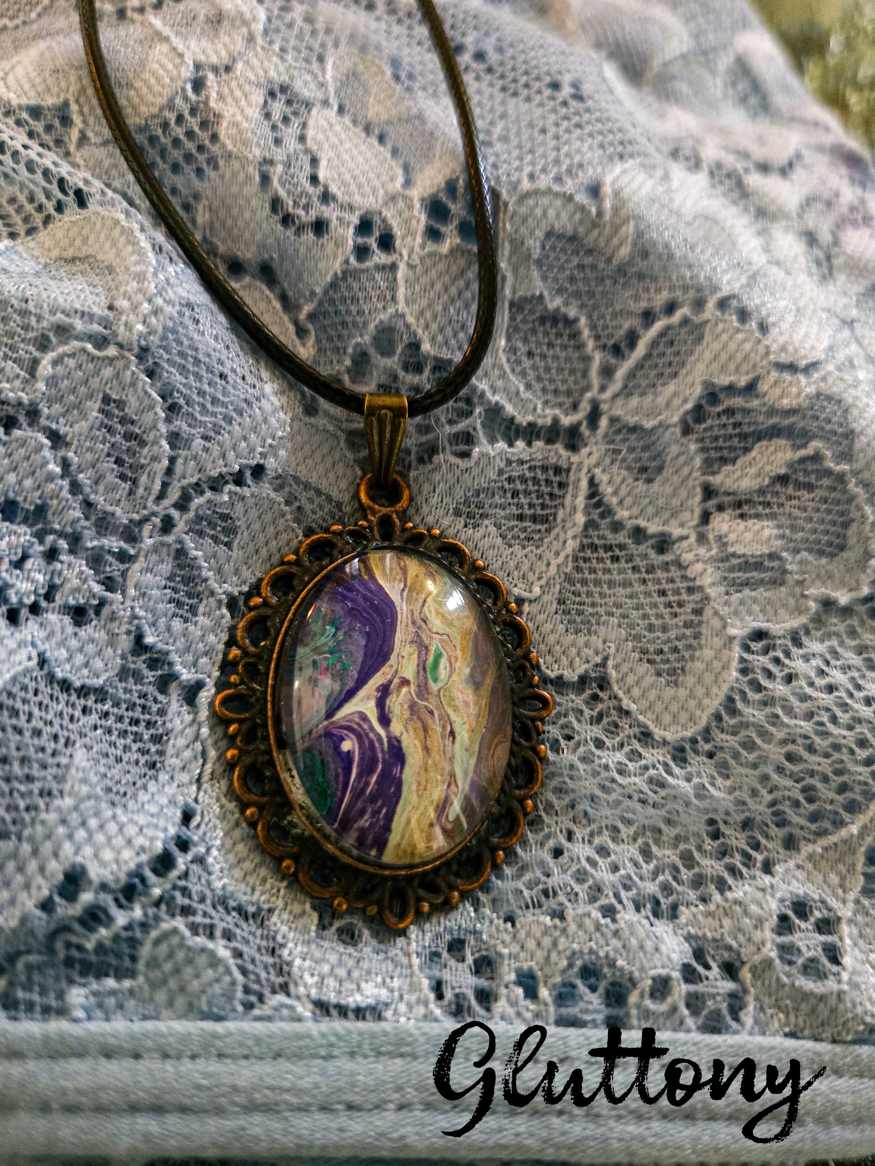 7 Deadly Sin Acrylic Pour Necklaces